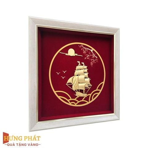 Tranh Thuyền Thuận Buồm Xuôi Gió Dát Vàng 24K 26x26cm