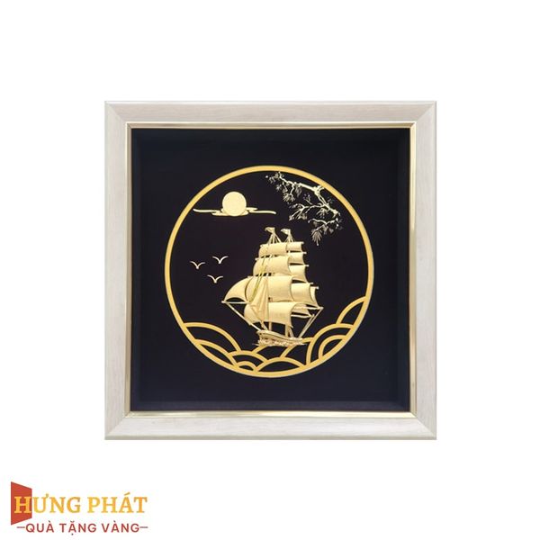 Tranh Thuyền Thuận Buồm Xuôi Gió Dát Vàng 24K 26x26cm