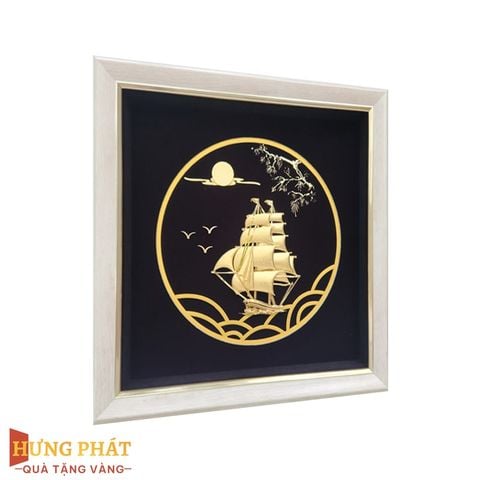 Tranh Thuyền Thuận Buồm Xuôi Gió Dát Vàng 24K 26x26cm