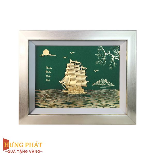 Tranh Thuyền Thuận Buồm Xuôi Gió Dát Vàng 24K 27x34cm