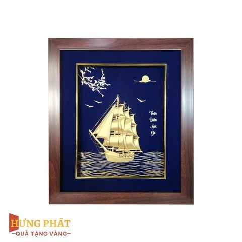 Tranh Thuyền Thuận Buồm Xuôi Gió Dát Vàng 24K 35x40cm