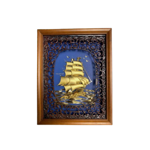 Tranh Thuyền Thuận Buồm Xuôi Gió Dát Vàng 24K 25x32cm