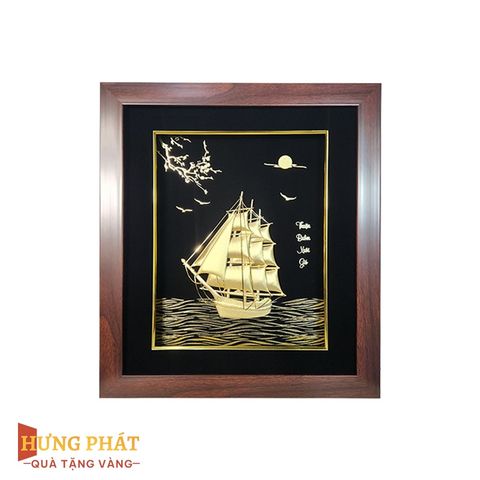 Tranh Thuyền Thuận Buồm Xuôi Gió Dát Vàng 24K 35x40cm