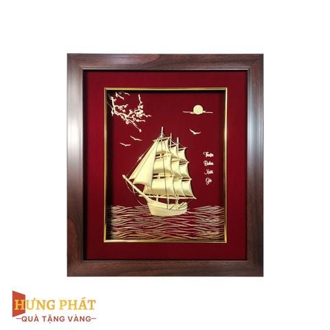 Tranh Thuyền Thuận Buồm Xuôi Gió Dát Vàng 24K 35x40cm