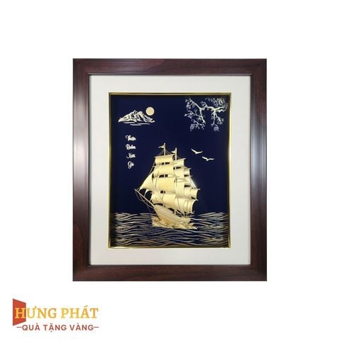 Tranh Thuyền Thuận Buồm Xuôi Gió Dát Vàng 24K 35x40cm