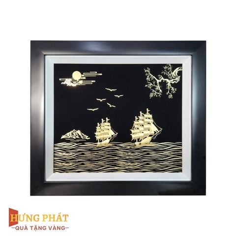 Tranh Thuyền Thuận Buồm Xuôi Gió Dát Vàng 24K 35x40cm