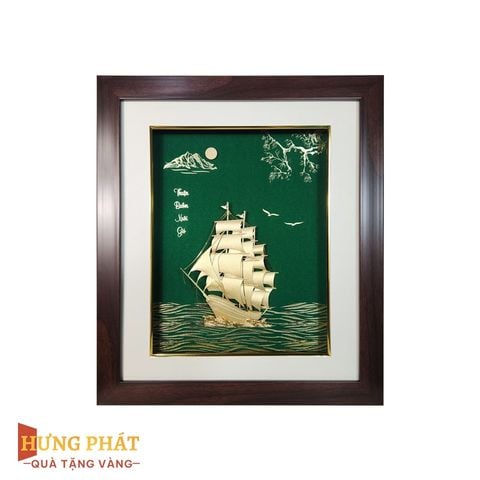 Tranh Thuyền Thuận Buồm Xuôi Gió Dát Vàng 24K 35x40cm