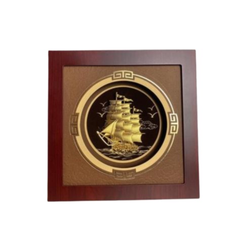 Tranh Thuyền Thuận Buồm Xuôi Gió Dát Vàng 24K 26x26cm