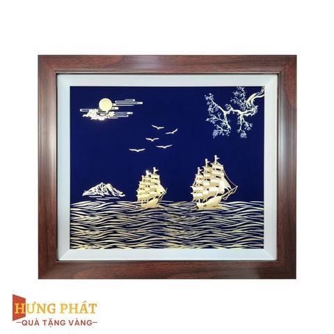 Tranh Thuyền Thuận Buồm Xuôi Gió Dát Vàng 24K 35x40cm