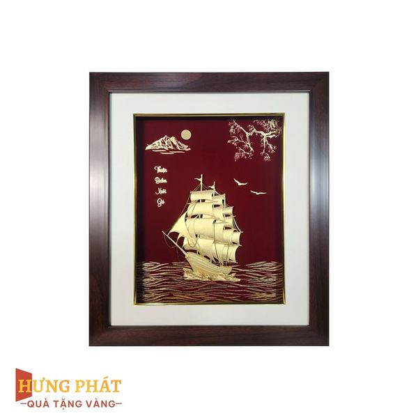 Tranh Thuyền Thuận Buồm Xuôi Gió Dát Vàng 24K 35x40cm