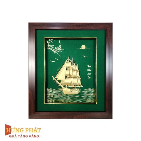 Tranh Thuyền Thuận Buồm Xuôi Gió Dát Vàng 24K 35x40cm