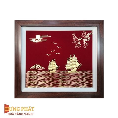 Tranh Thuyền Thuận Buồm Xuôi Gió Dát Vàng 24K 35x40cm