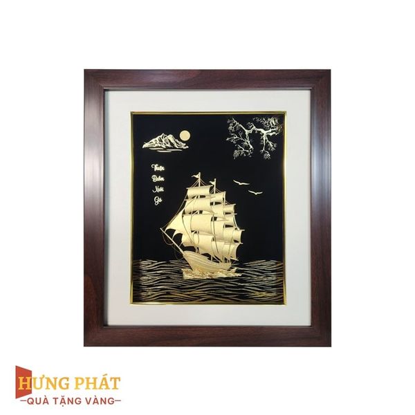 Tranh Thuyền Thuận Buồm Xuôi Gió Dát Vàng 24K 35x40cm