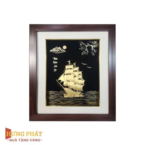 Tranh Thuyền Thuận Buồm Xuôi Gió Dát Vàng 24K 35x40cm
