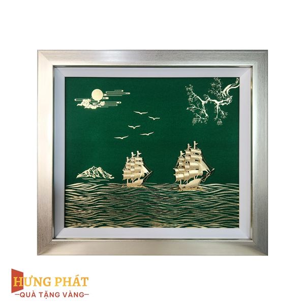 Tranh Thuyền Thuận Buồm Xuôi Gió Dát Vàng 24K 35x40cm