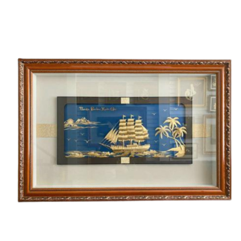 Tranh Thuyền Thuận Buồm Xuôi Gió Dát Vàng 24K 150x100cm