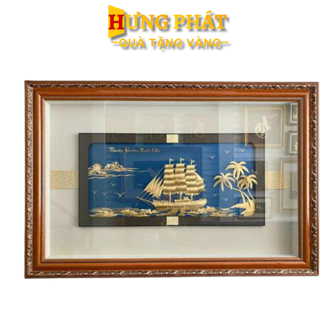 Tranh Thuyền Thuận Buồm Xuôi Gió Dát Vàng 24K 150x100cm