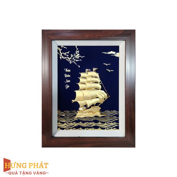 Tranh Thuyền Thuận Buồm Xuôi Gió Dát Vàng 24K 27x34cm