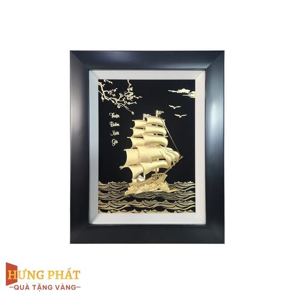 Tranh Thuyền Thuận Buồm Xuôi Gió Dát Vàng 24K 27x34cm