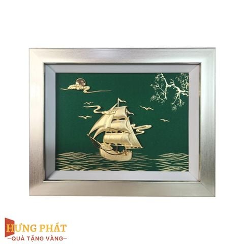 Tranh Thuyền Thuận Buồm Xuôi Gió Dát Vàng 24K 27x34cm