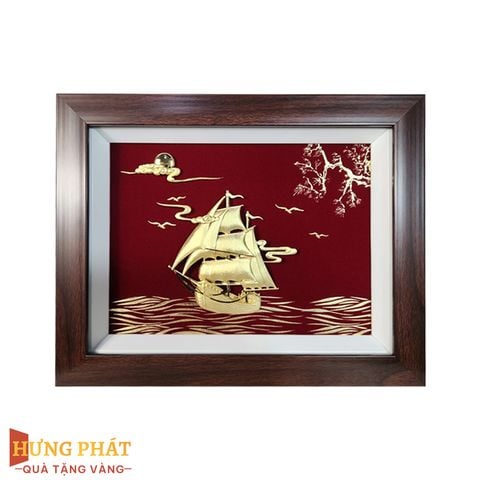Tranh Thuyền Thuận Buồm Xuôi Gió Dát Vàng 24K 27x34cm