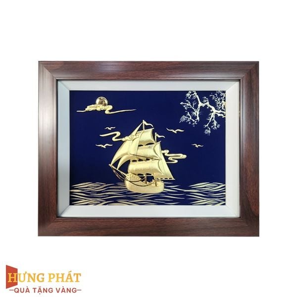 Tranh Thuyền Thuận Buồm Xuôi Gió Dát Vàng 24K 27x34cm