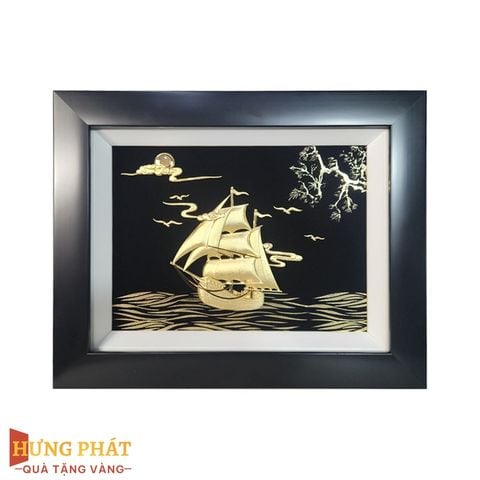 Tranh Thuyền Thuận Buồm Xuôi Gió Dát Vàng 24K 27x34cm
