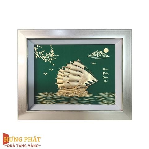 Tranh Thuyền Thuận Buồm Xuôi Gió Dát Vàng 24K 27x34cm