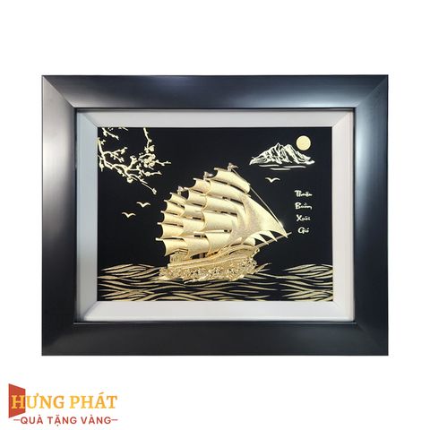 Tranh Thuyền Thuận Buồm Xuôi Gió Dát Vàng 24K 27x34cm