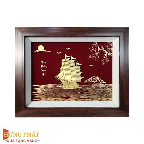 Tranh Thuyền Thuận Buồm Xuôi Gió Dát Vàng 24K 27x34cm