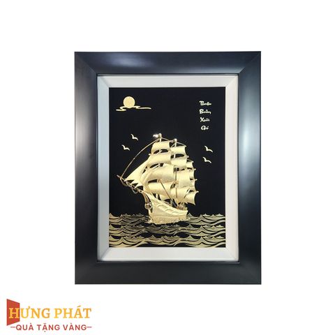 Tranh Thuyền Thuận Buồm Xuôi Gió Dát Vàng 24K 27x34cm
