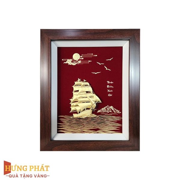 Tranh Thuyền Thuận Buồm Xuôi Gió Dát Vàng 24K 27x34cm