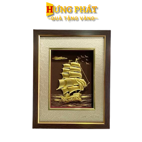 Tranh Thuyền Thuận Buồm Xuôi Gió Mạ Vàng 24K 25x32cm