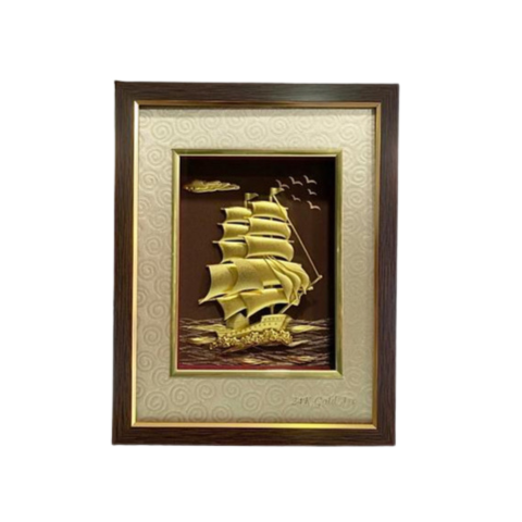 Tranh Thuyền Thuận Buồm Xuôi Gió Mạ Vàng 24K 25x32cm