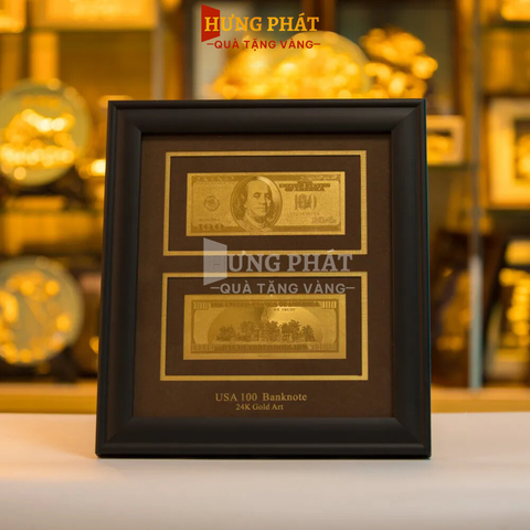Tranh tờ $100 dát vàng 24k