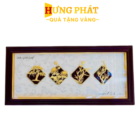 Tranh Tứ Quý Dát Vàng 24K