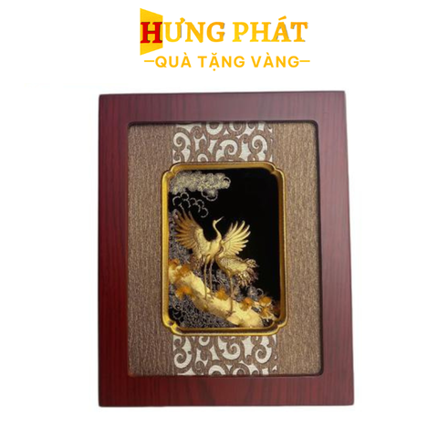 Tranh Tùng Hạc Dát Vàng 24K