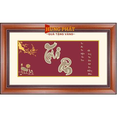 Tranh Chữ Tri Ân Dát Vàng 24K 65x40cm