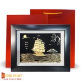 Tranh Thuyền Thuận Buồm Xuôi Gió Dát Vàng 24K 27x34cm