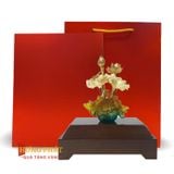 Chậu Sen 5 Cành & Cá Vàng Dát Vàng 24K
