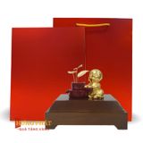 Chú Tiểu Bên Chậu Vạn Niên Dát Vàng 24K