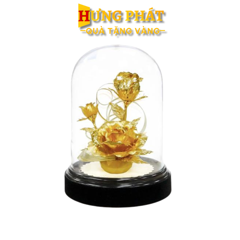 Tượng Hoa Hồng Dát Vàng 24K