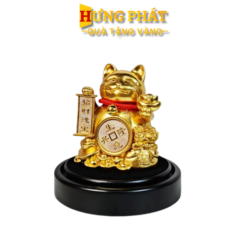 Tượng Mèo Thần Tài Dát vàng 24K