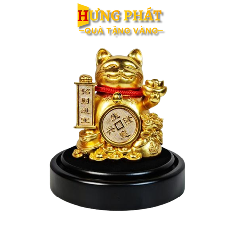 Tượng Mèo Thần Tài Dát vàng 24K