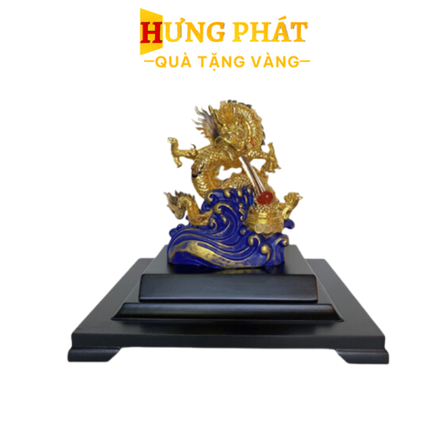 Tượng Rồng Phun Ngọc Dát Vàng 24K