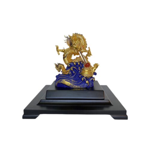 Tượng Rồng Phun Ngọc Dát Vàng 24K
