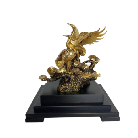 Tượng Tùng Hạc Mika Dát Vàng 24K
