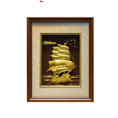 Tranh thuyền thuận buồm xuôi gió mạ vàng (25x32cm)