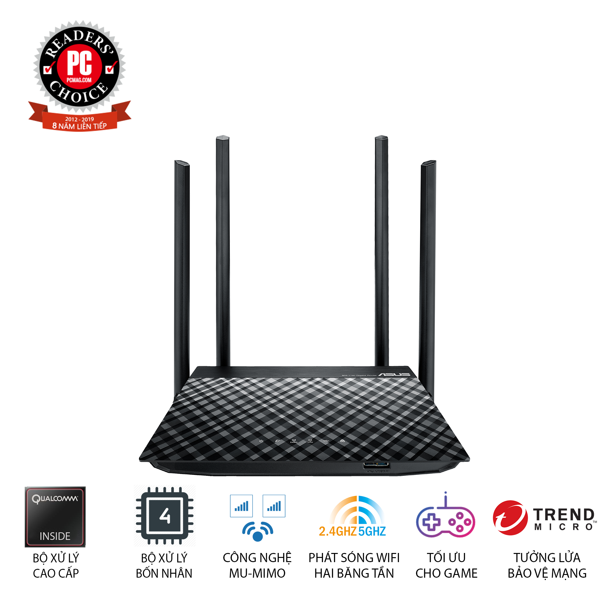  Router Wifi  ASUS  RT-AC1300UHP (Dũng Sĩ Xuyên Tường) Chuẩn AC1300 