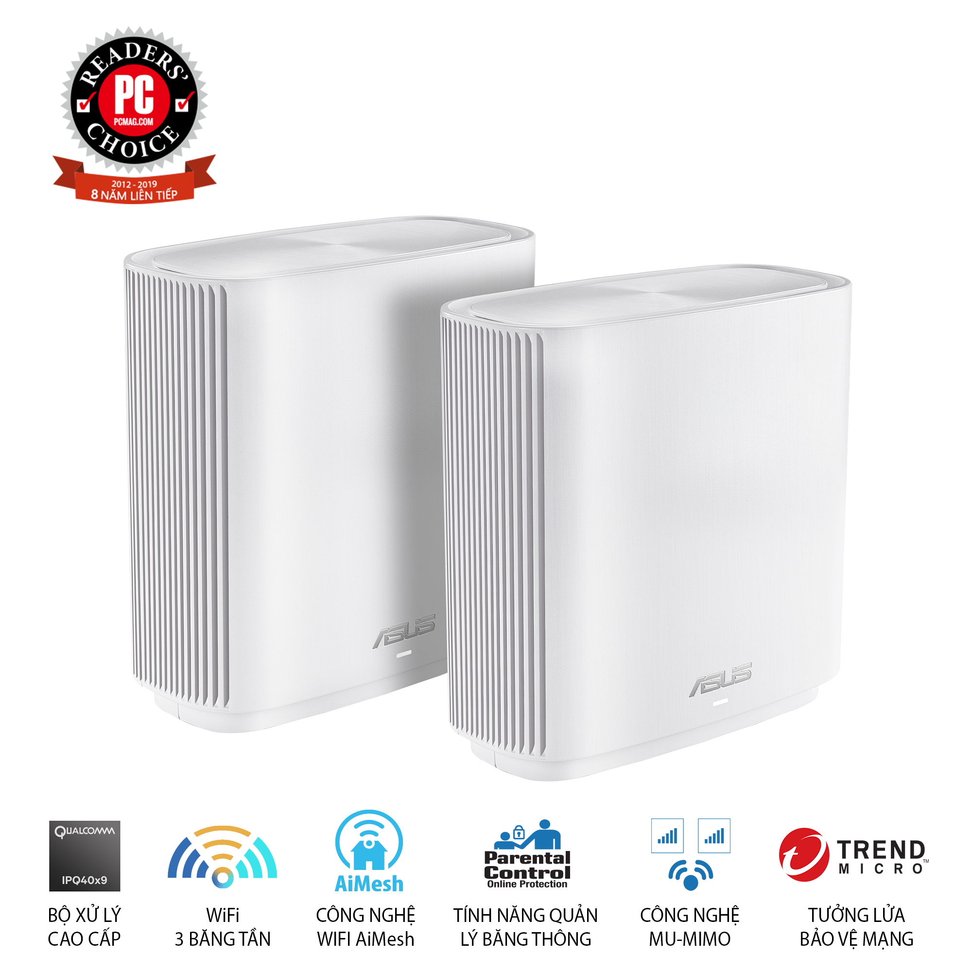  Bộ Mesh Wifi ASUS ZenWiFi AC (CT8 2PK) (MESH WI-FI) AC300 WiFi 6 (802.11ax) 